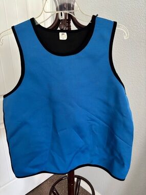 Blue Neoprene Workout Tank with Black Trim